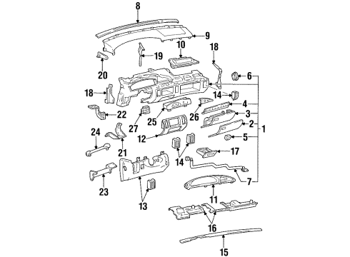 1995 Oldsmobile 88 Instrument Panel Instrument Cluster Assembly Diagram for 16196673