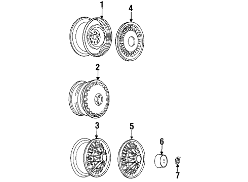 1986 Cadillac DeVille Wheels, Covers & Trim Wheel Rim Assembly -* Diagram for 9590601
