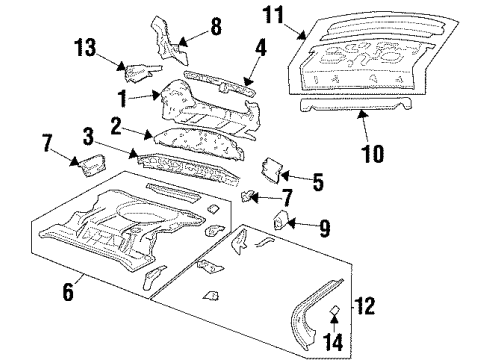1997 Chevrolet Monte Carlo Rear Body Panel, Floor & Rails Panel Asm-Rear Compartment Diagram for 10413471