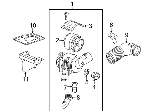 2010 GMC Sierra 2500 HD Filters Air Cleaner Assembly Diagram for 25839609