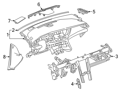 2020 Buick Regal Sportback Cluster & Switches, Instrument Panel Reinforce Beam Diagram for 84395205