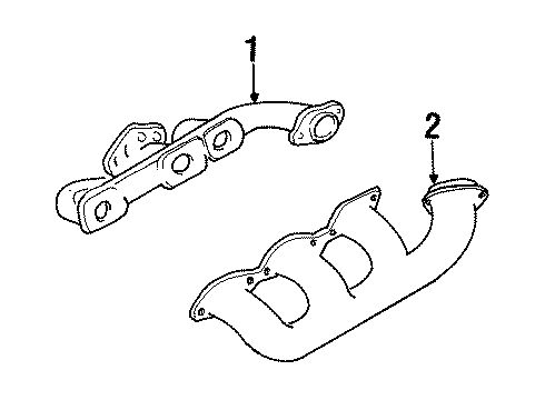 1992 Pontiac Bonneville Exhaust Manifold Exhaust Manifold Assembly (W/Crossover & Heat Shield) Light Diagram for 24501743