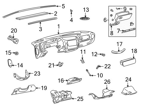 1998 Chevrolet S10 Cluster & Switches, Instrument Panel Pull Strap Fastener Diagram for 15594543