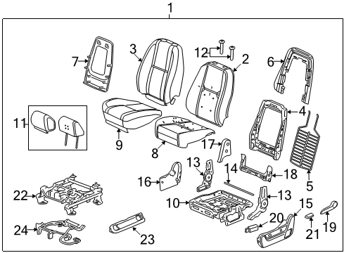 2011 GMC Sierra 3500 HD Front Seat Components Harness Asm-Driver Seat Adjuster Wiring Diagram for 22814901