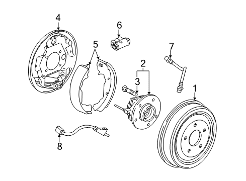 2002 Saturn Vue Brake Components Drum Asm, Rear Brake Diagram for 10306594