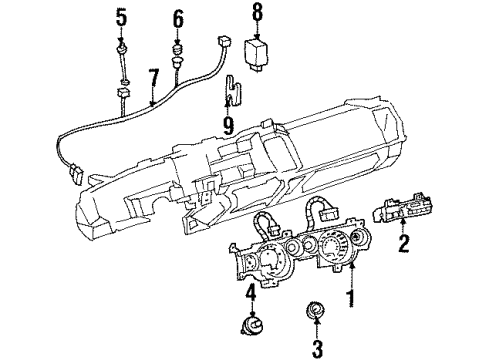 1995 Buick Riviera A/C & Heater Control Units Instrument Cluster Assembly Diagram for 25637843