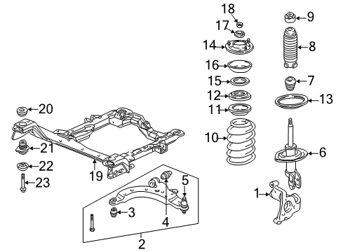 2006 Saturn Relay Front Suspension Components, Lower Control Arm, Stabilizer Bar Retainer-Drivetrain & Front Suspension Frame Insulator Diagram for 15297462