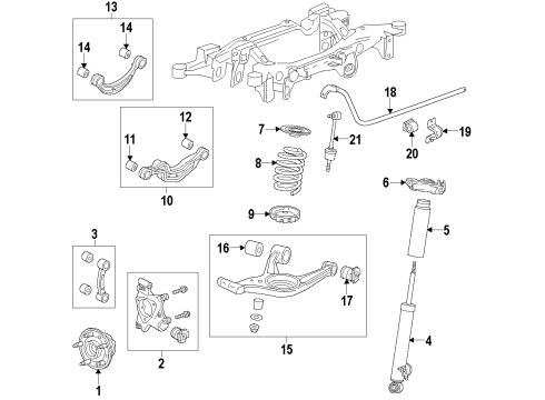 2010 Buick LaCrosse Rear Suspension Components, Lower Control Arm, Upper Control Arm, Stabilizer Bar Strut Mount Diagram for 39112229