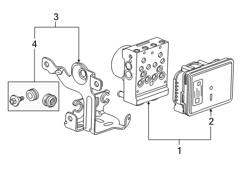 2018 GMC Sierra 1500 Anti-Lock Brakes Insulator Kit Diagram for 23154726