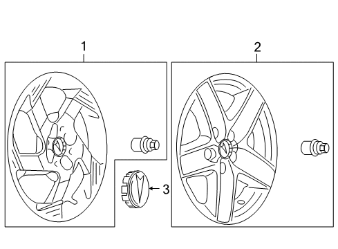 2008 Pontiac G5 Wheel Covers & Trim Wheel TRIM COVER Assembly (15") *Sparkle Slvr Diagram for 9597594