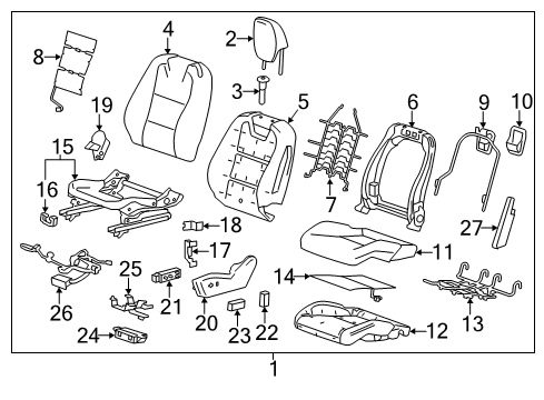 2012 Chevrolet Camaro Driver Seat Components Actuator Asm-Front Seat Adjuster Diagram for 13580556