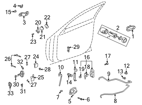 2001 Buick LeSabre Front Door Lock Assembly Diagram for 16637878