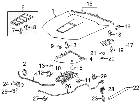 2015 Chevrolet Camaro Hood & Components, Exterior Trim Applique Nut Diagram for 19352782