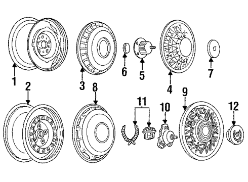1990 Cadillac Fleetwood Wheels, Covers & Trim Wheel Trim Cover Emblem Diagram for 25533214