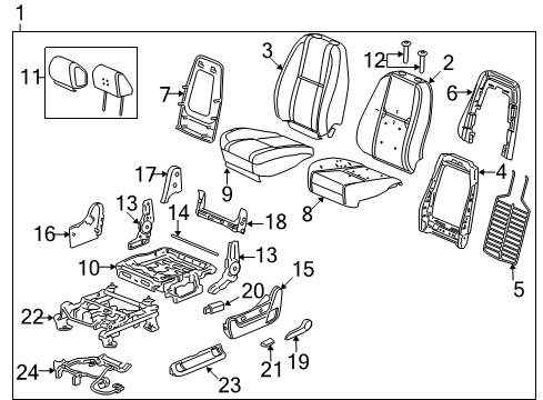 2011 Chevrolet Silverado 1500 Front Seat Components Seat Back Cover Diagram for 20904123