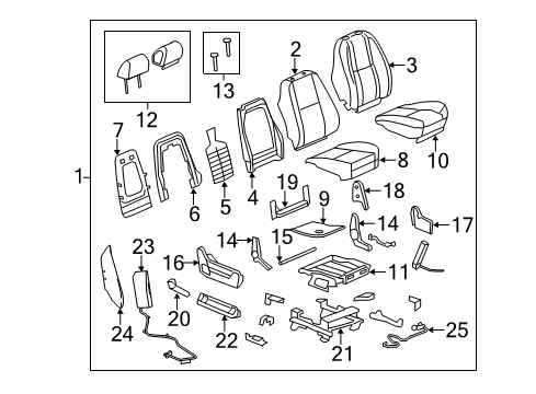 2014 Chevrolet Silverado 2500 HD Front Seat Components Seat Back Cover Diagram for 20774341