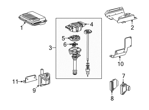 1997 Chevrolet S10 Ignition System Cable Set Diagram for 19154585