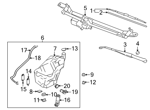 2006 Chevrolet Trailblazer EXT Wiper & Washer Components Front Washer Pump Diagram for 22766715