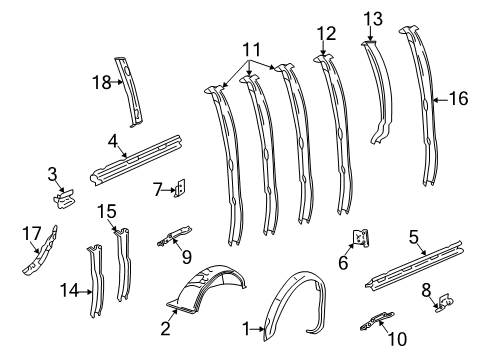 1998 Chevrolet Express 2500 Inner Structure - Side Panel Support Brace Diagram for 15740683