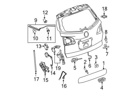 2008 Buick Enclave Lift Gate Latch Assembly Diagram for 13584872