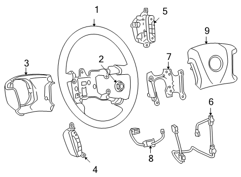 2006 Chevrolet Impala Steering Column, Steering Wheel Steering Wheel Diagram for 15874811