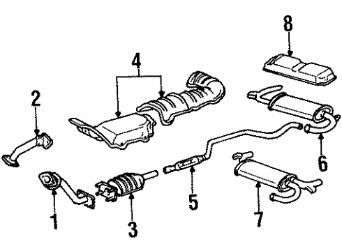 1993 Pontiac Bonneville Exhaust Components Catalytic Convertor Diagram for 25145752