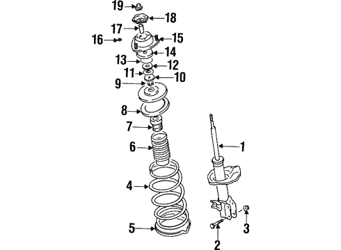 1999 Chevrolet Metro Struts & Components - Front Bearing Diagram for 91174204