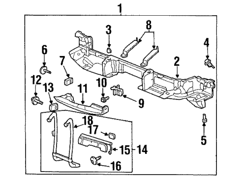 2001 Oldsmobile Aurora Front Panel Mount Panel Screw Diagram for 11509371