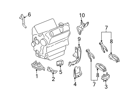 2007 Chevrolet Monte Carlo Engine & Trans Mounting Strut Rear Bracket Diagram for 12577766