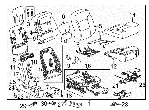 2017 GMC Sierra 1500 Passenger Seat Components Seat Back Frame Diagram for 13511673