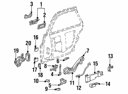 1994 Buick Regal Front Door Rear Side Door Lock Kit Diagram for 12525872
