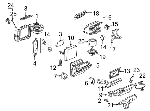 2003 Saturn Vue Air Conditioner Case Assembly Diagram for 15788056