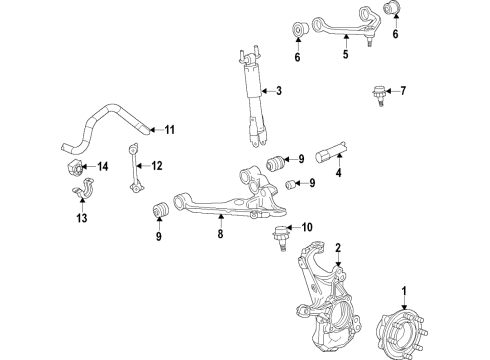 2021 GMC Sierra 3500 HD Front Suspension Components, Lower Control Arm, Upper Control Arm, Stabilizer Bar Crossmember Diagram for 84339717
