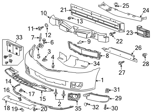 2009 Cadillac XLR Front Bumper Side Cover Screw Diagram for 11589106