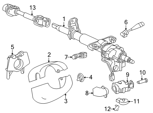 2000 Saturn LW1 Switches Intermediate Steering Shaft Assembly Diagram for 21019172
