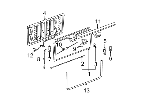 2013 Cadillac Escalade EXT Tail Gate Latch Diagram for 23158823