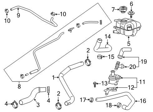 2019 Buick Envision Radiator & Components Auxiliary Pump Diagram for 84115339