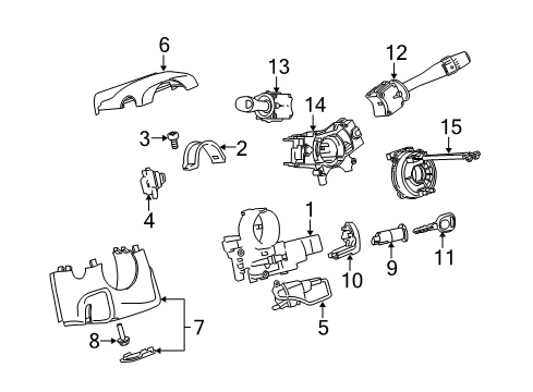 2010 Chevrolet HHR Shroud, Switches & Levers Ignition Switch Diagram for 23228993