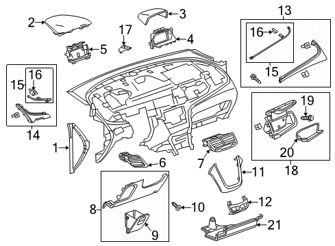 2016 Buick Encore Cluster & Switches, Instrument Panel Storage Box Bumper Diagram for 95055221