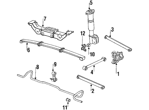 1993 Oldsmobile Cutlass Supreme Rear Suspension Components, Stabilizer Bar Insulator-Rear Stabilizer Shaft Link Diagram for 10152122
