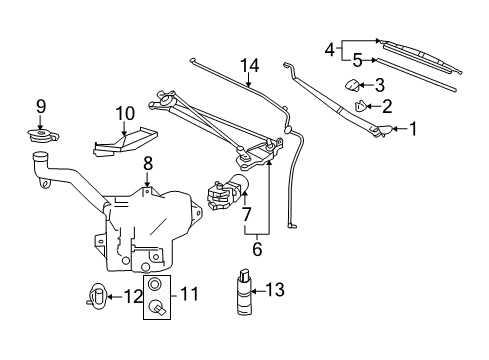2012 Chevrolet Corvette Headlamp Washers/Wipers Wiper Asm, Windshield (RH) Diagram for 12335961