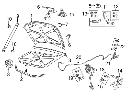 2009 Pontiac G8 Hood & Components Safety Catch Spring Diagram for 3465763