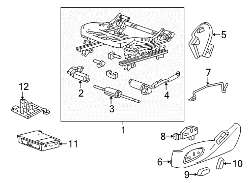 2021 Chevrolet Camaro Power Seats Module Mount Bracket Diagram for 23499123