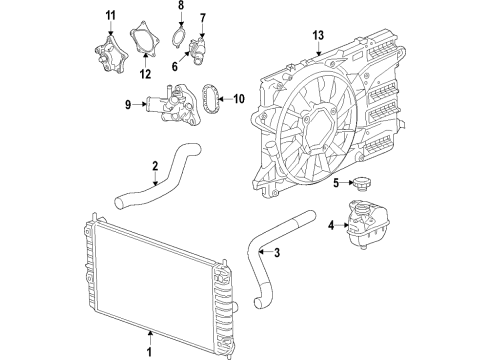 2018 Chevrolet Camaro Cooling System, Radiator, Water Pump, Cooling Fan Lower Hose Diagram for 84128883