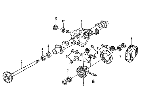1993 GMC K2500 Suburban Rear Axle, Differential, Propeller Shaft Differential Case Diagram for 22849885