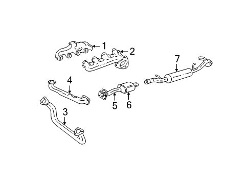 2000 GMC K2500 Exhaust Components, Exhaust Manifold Oxidation Catalytic Converter Assembly Diagram for 15991752