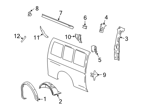 2005 GMC Savana 1500 Inner Structure - Side Panel Outer Brace Diagram for 15018585