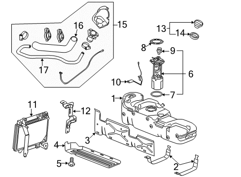 2008 Chevrolet Silverado 3500 HD Fuel System Components Fuel Tank Fuel Pump Module Kit Diagram for 19331307