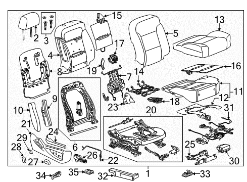 2017 Chevrolet Silverado 2500 HD Passenger Seat Components Outer Finish Panel Retainer Diagram for 22844125