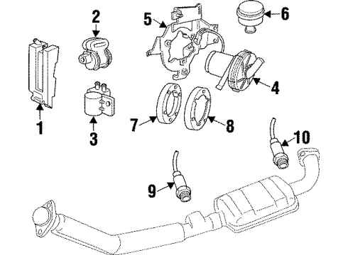 1997 Cadillac Catera A.I.R. System Valve, Secondary Air Injection Bypass Diagram for 90542304